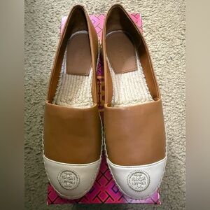 Tory Burch Brown and Cream Espadrilles